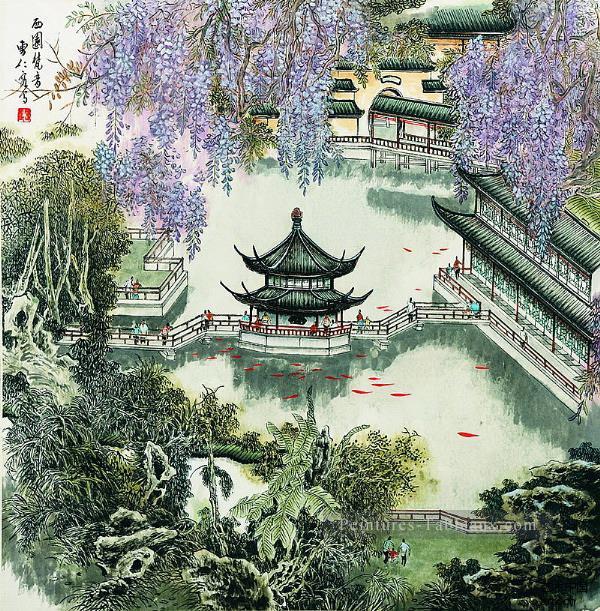 Cao renrong Parc de Suzhou au printemps Art chinois traditionnel Peintures à l'huile